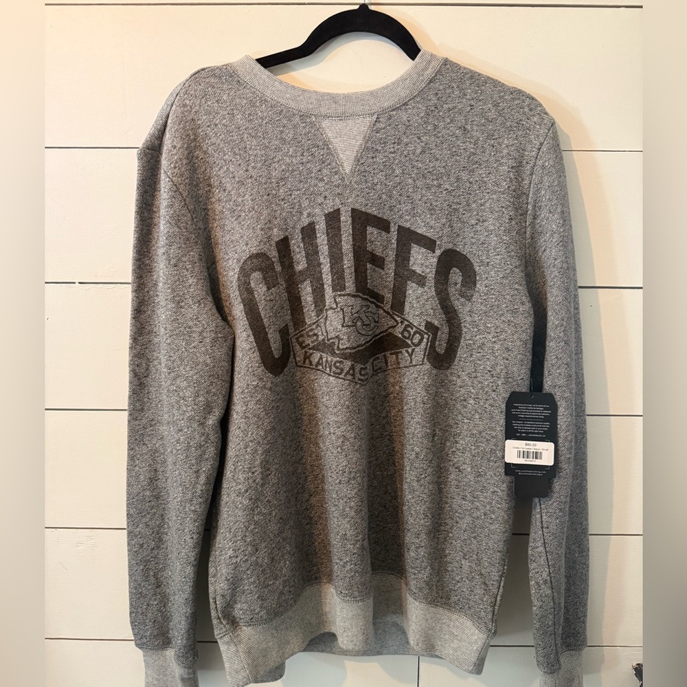 Junk Food Clothing Gray Chiefs Crewneck Sweater